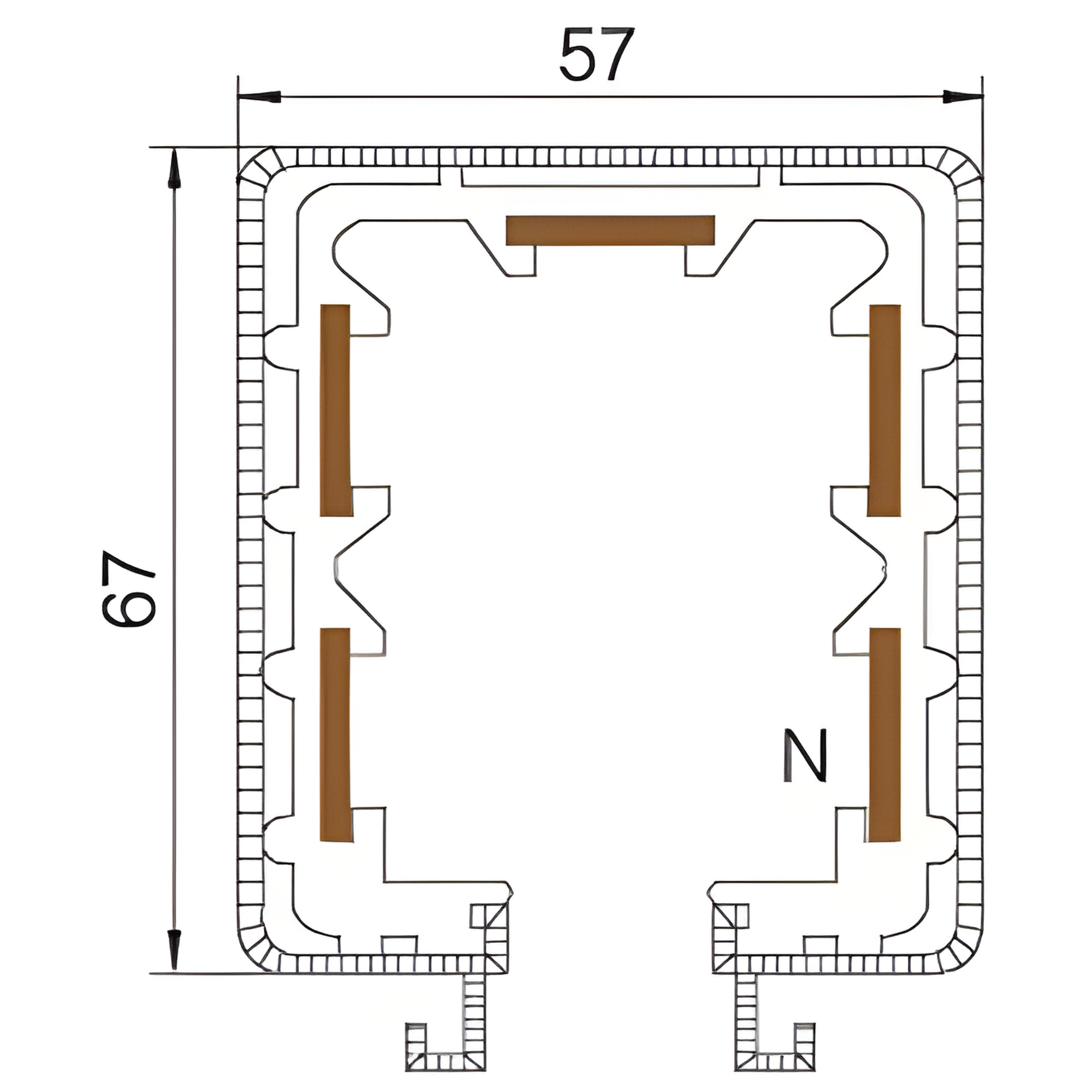 HFJ aluminum enclosed cross section 57×67